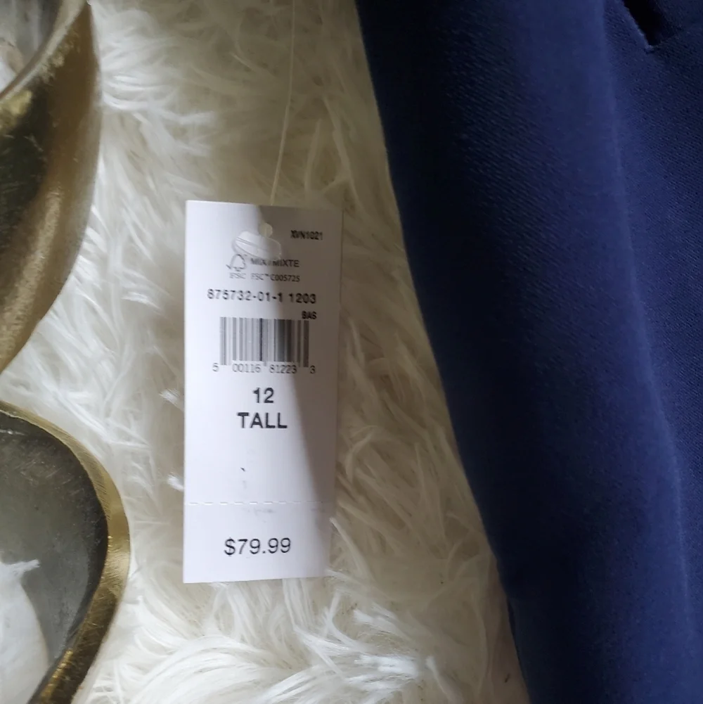 GAP Easy Crepe Drapey PLEATED Navy Blue Loose Straight Pants Size 12 TALL RT$80